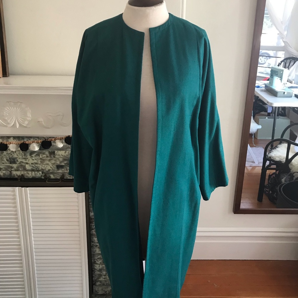 Vintage teal blue car coat